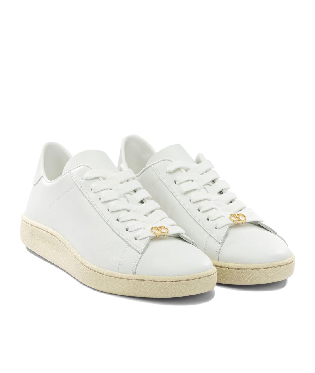VALENTINO Белые кожаные низкие кроссовки / кеды, фото 2