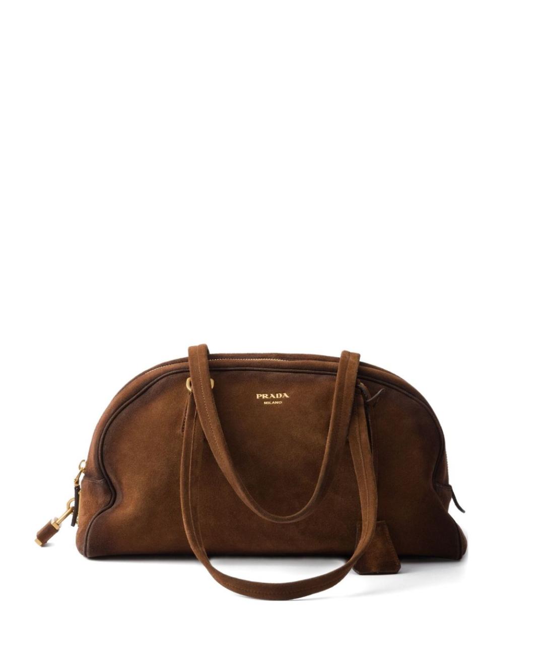 PRADA Коричневая замшевая сумка тоут, фото 1