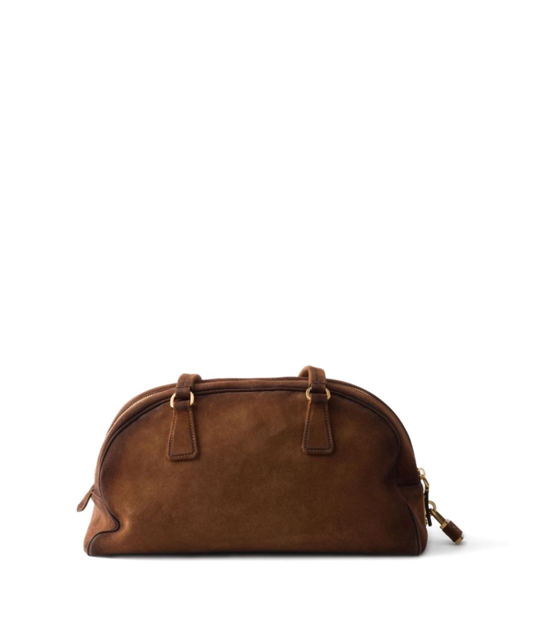 PRADA Коричневая замшевая сумка тоут, фото 5