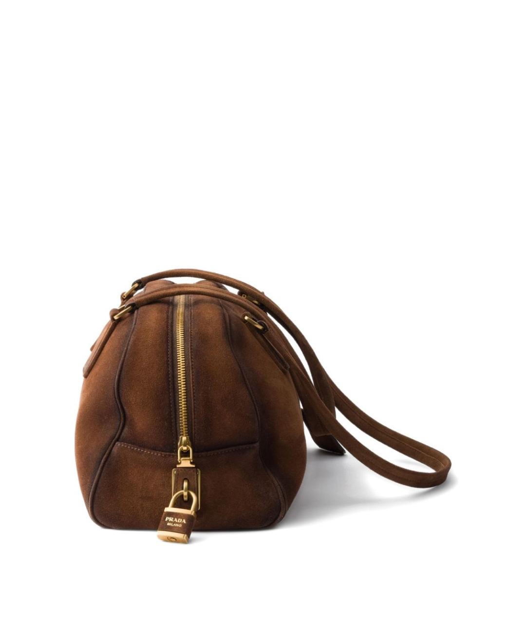 PRADA Коричневая замшевая сумка тоут, фото 3