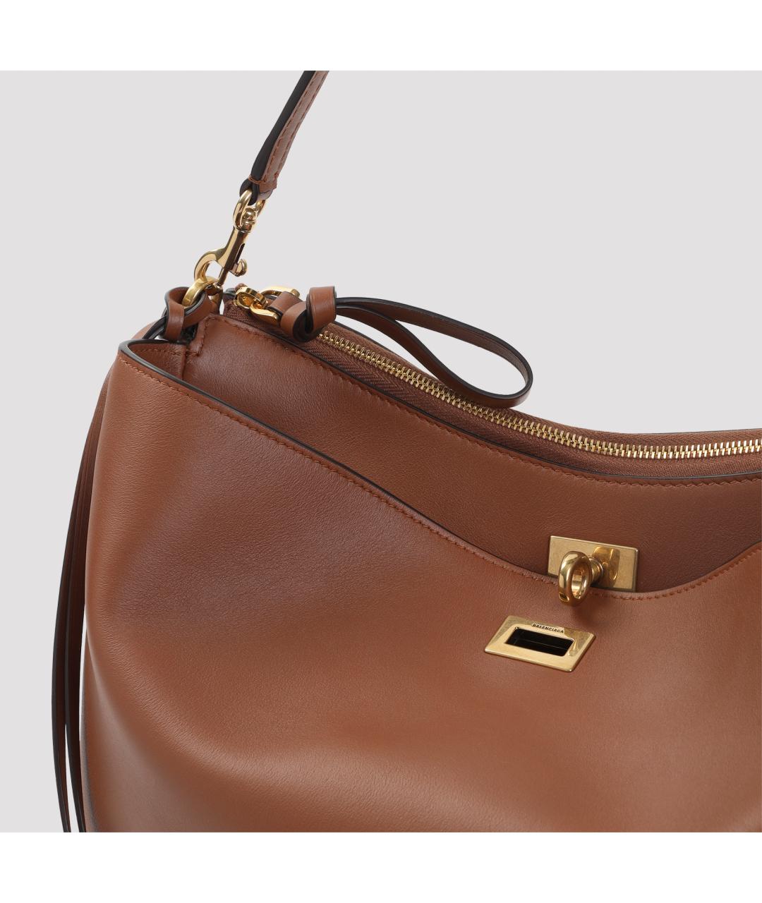 BALENCIAGA Коричневая кожаная сумка через плечо, фото 4