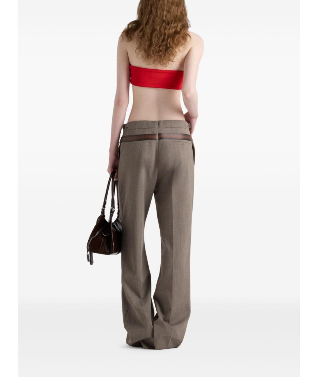 PRADA Коричневые шерстяные прямые брюки, фото 2