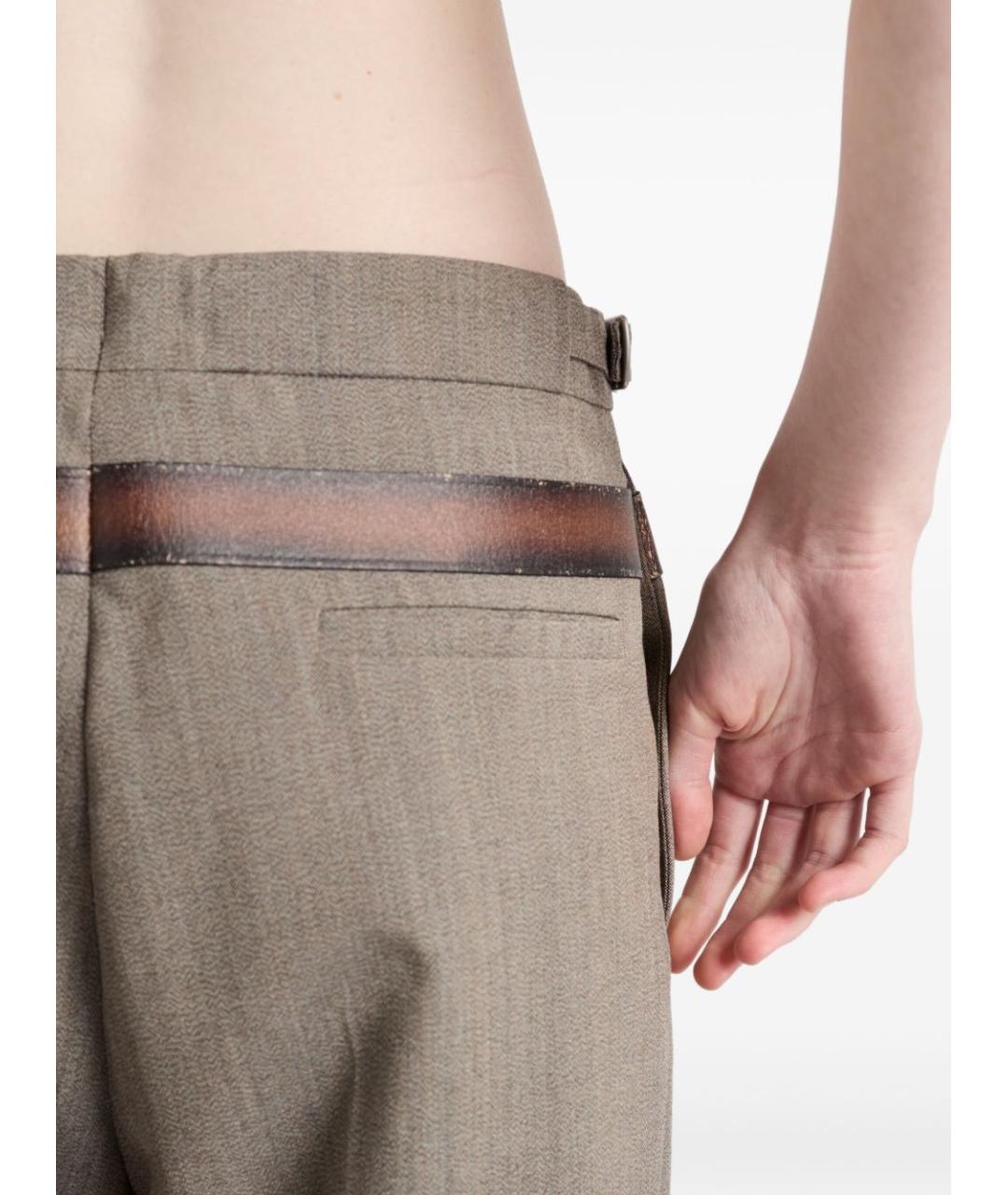 PRADA Коричневые шерстяные прямые брюки, фото 3