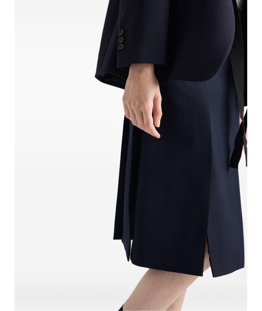 PRADA Темно-синяя шерстяная юбка миди, фото 5
