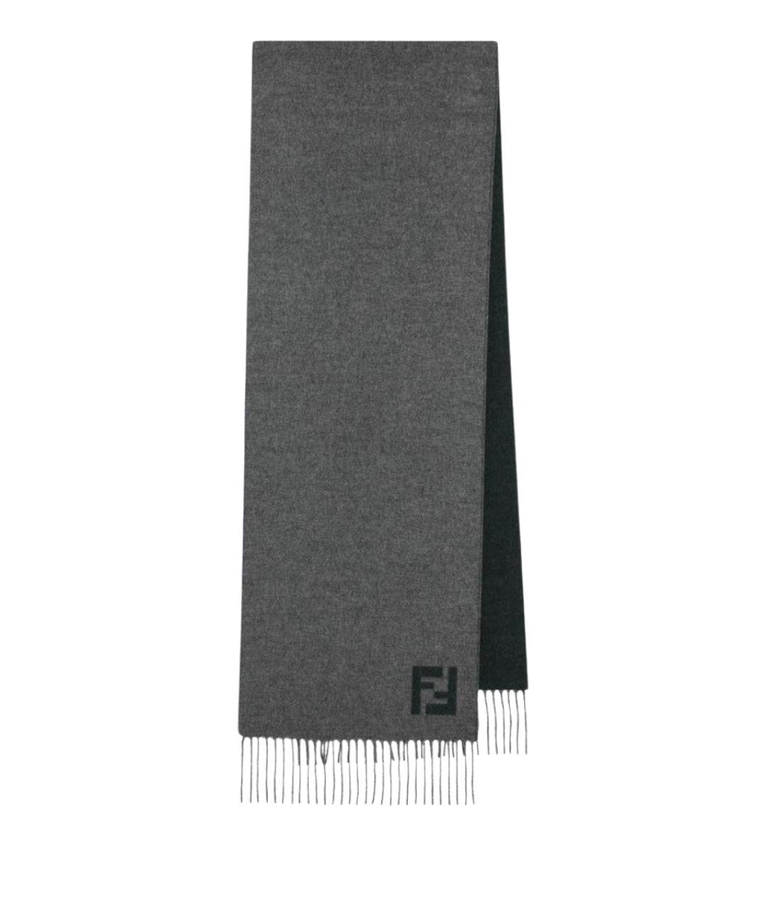 FENDI Серый шерстяной шарф, фото 1