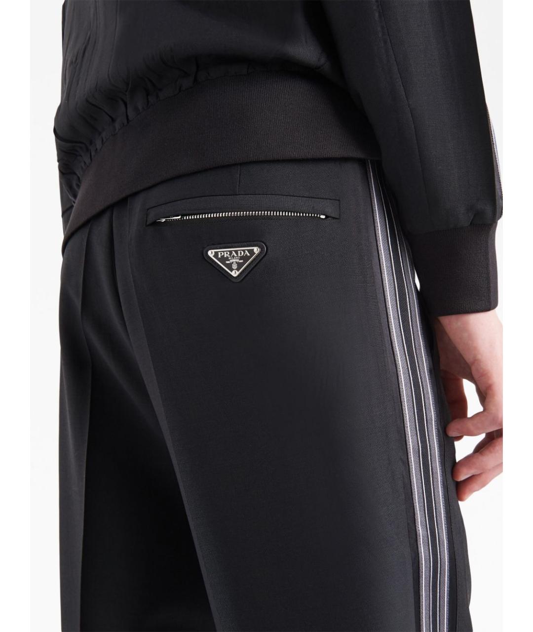 PRADA Черные шерстяные повседневные брюки, фото 2