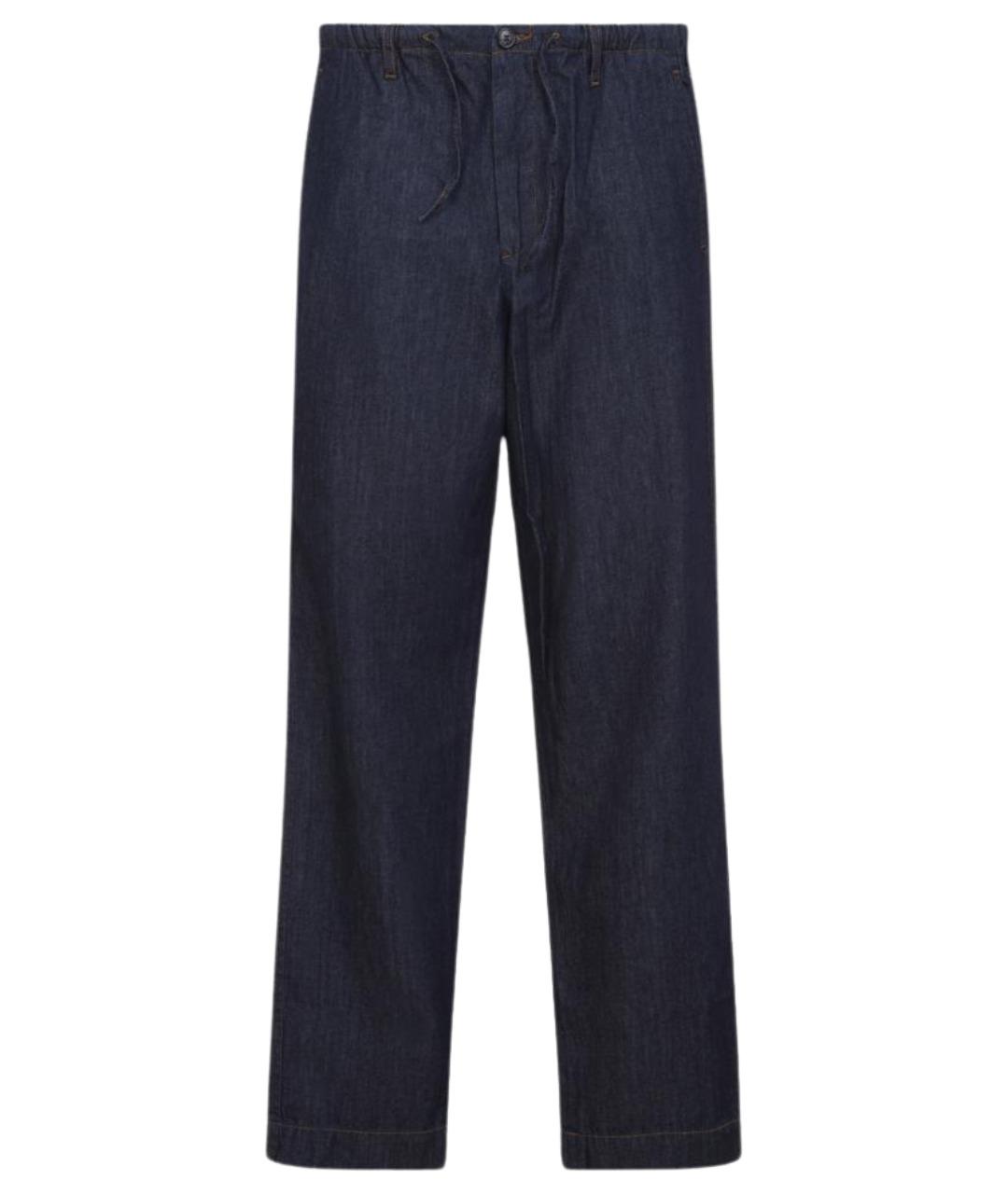 DRIES VAN NOTEN Темно-синие хлопковые прямые джинсы, фото 1
