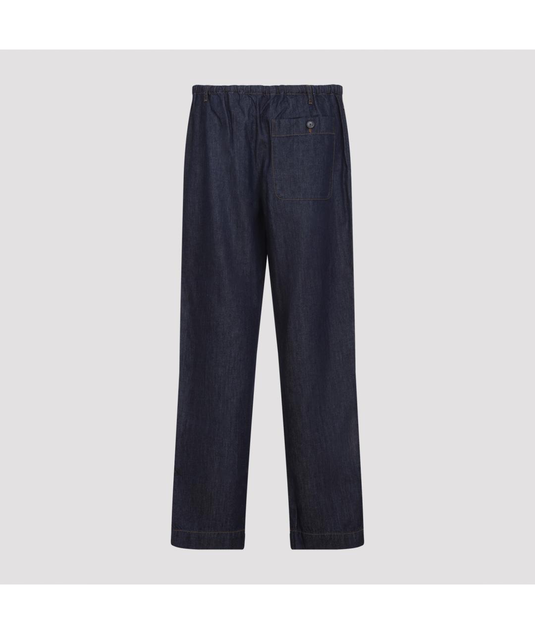 DRIES VAN NOTEN Темно-синие хлопковые прямые джинсы, фото 2