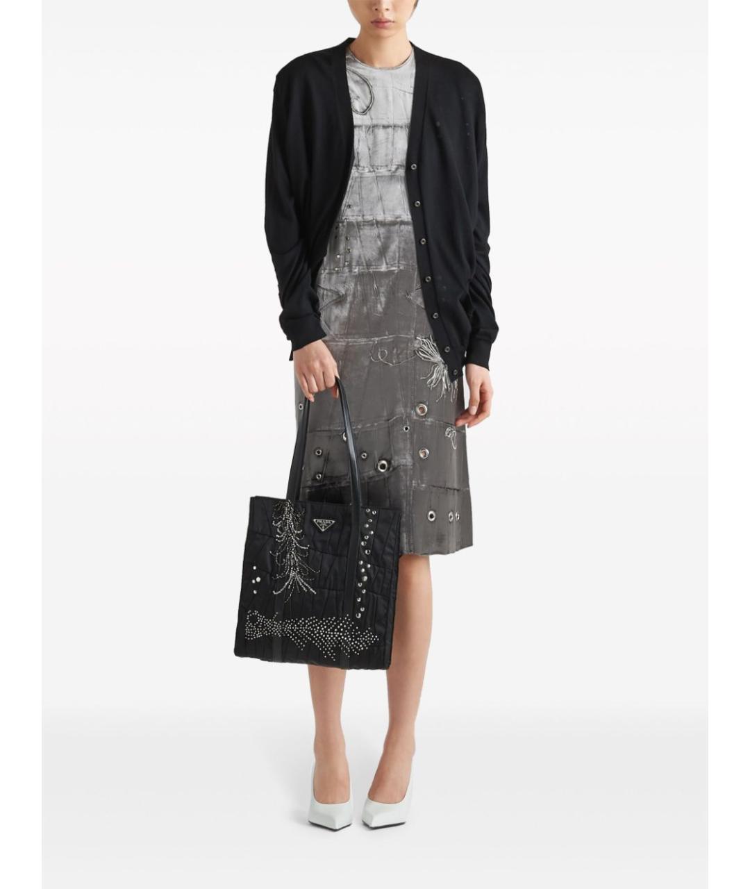 PRADA Черная синтетическая сумка тоут, фото 5