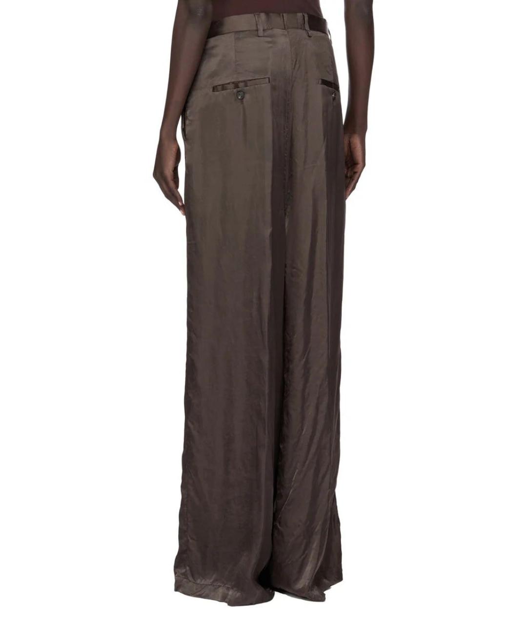 RICK OWENS Коричневые вискозные прямые брюки, фото 3