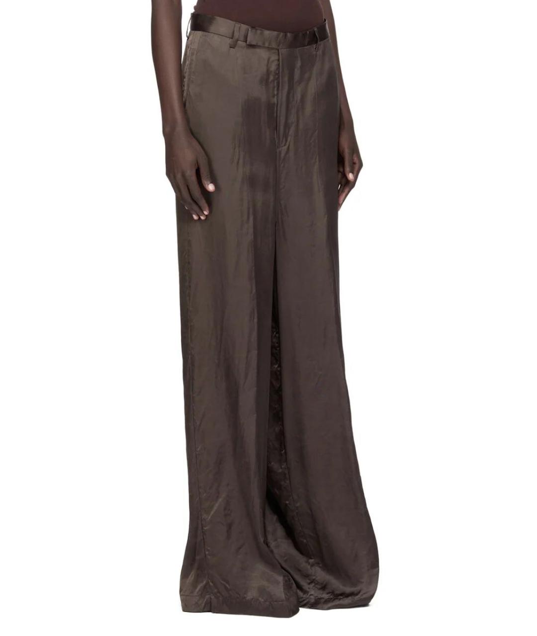 RICK OWENS Коричневые вискозные прямые брюки, фото 2