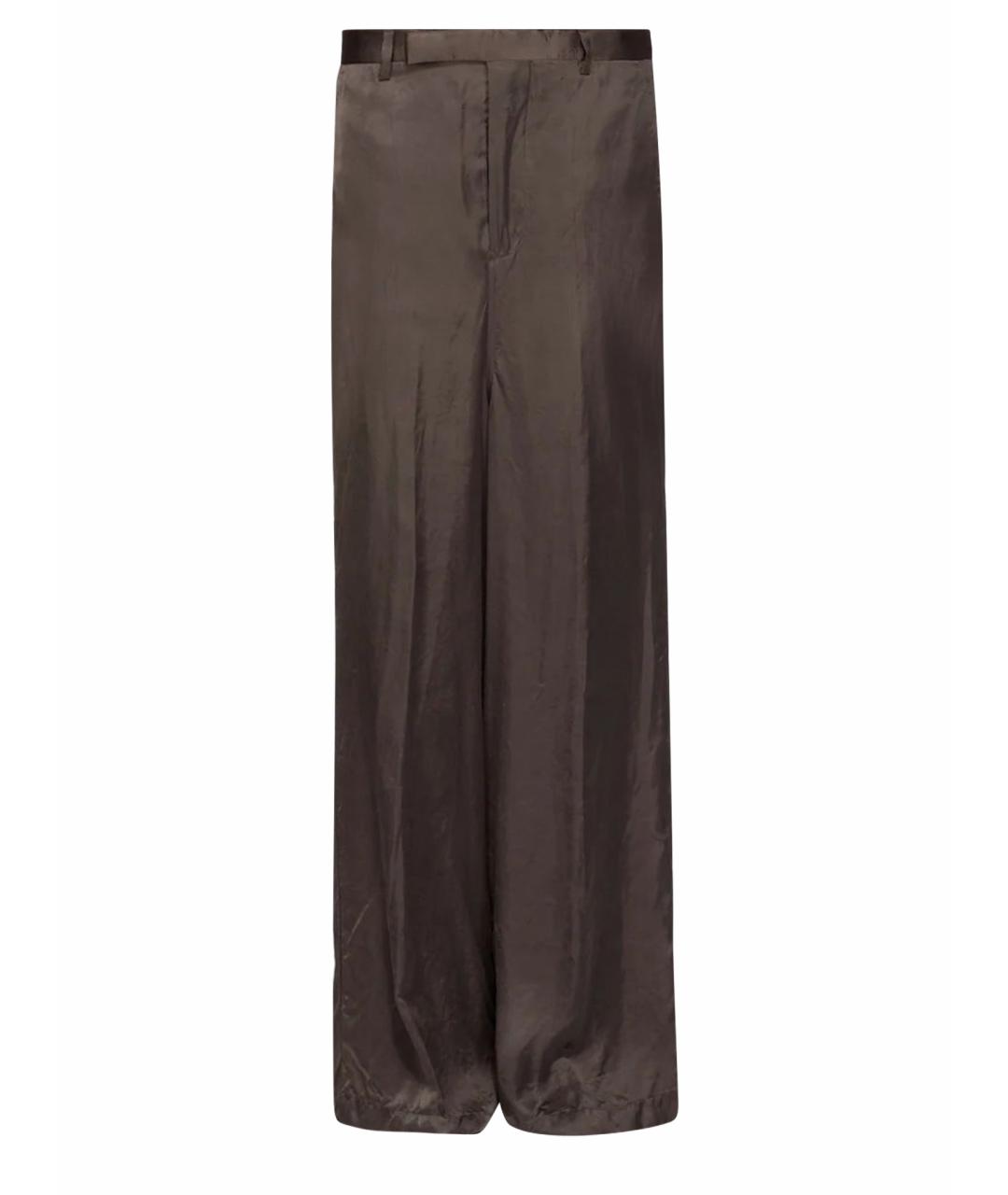 RICK OWENS Коричневые вискозные прямые брюки, фото 1