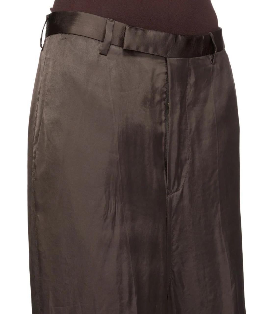 RICK OWENS Коричневые вискозные прямые брюки, фото 4