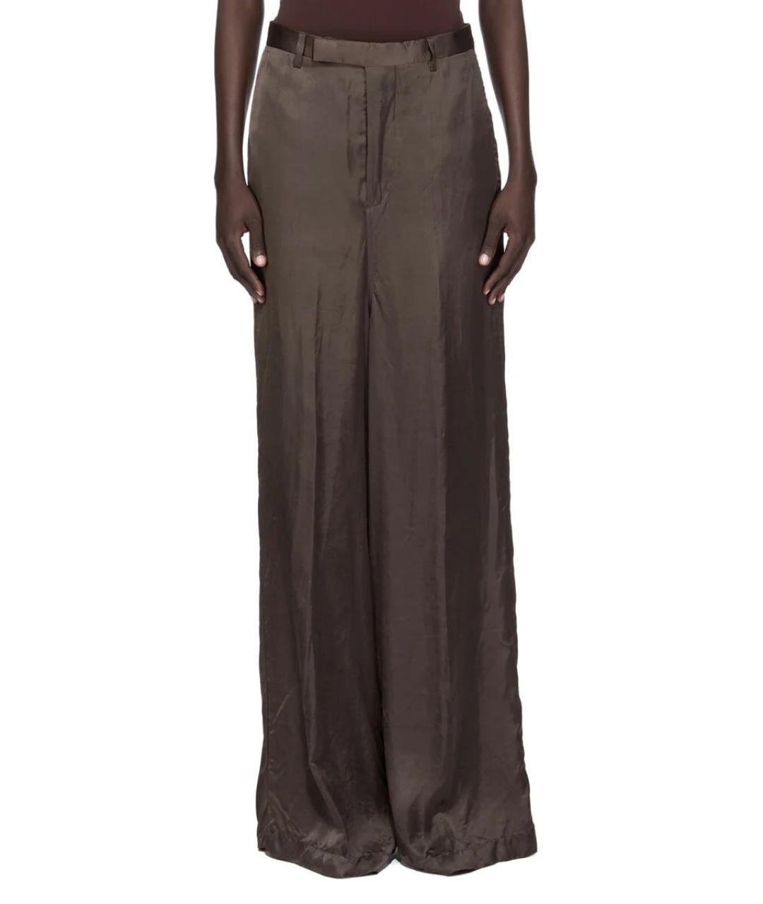 RICK OWENS Коричневые вискозные прямые брюки, фото 6