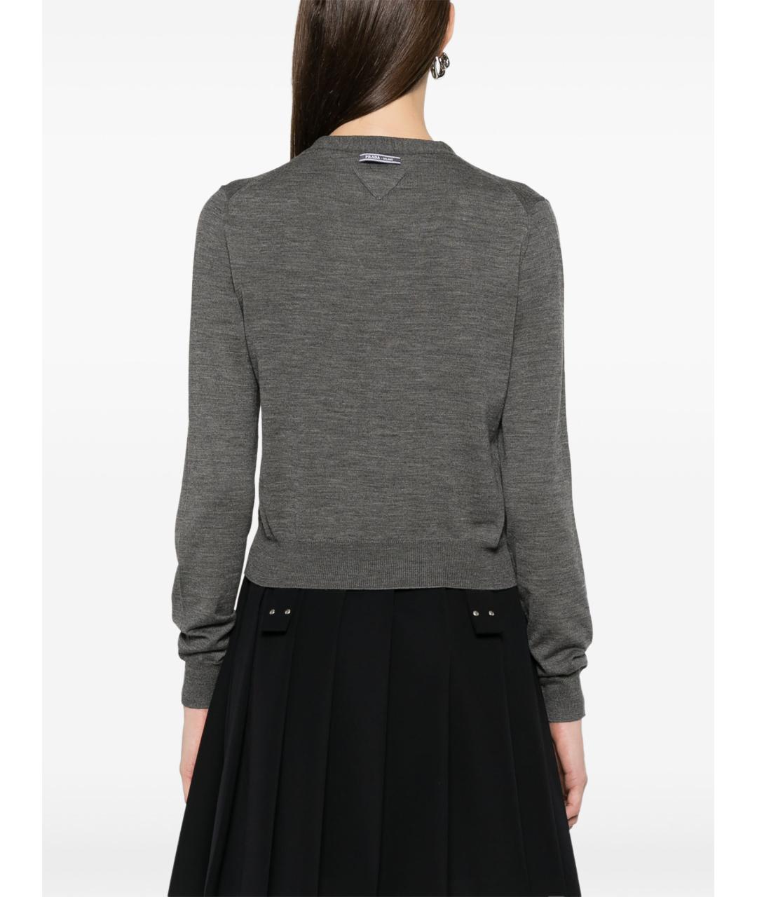 PRADA Серый шерстяной кардиган, фото 4