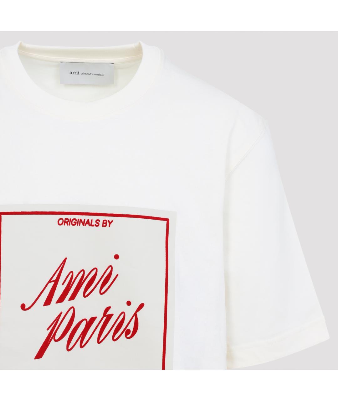 Ami Paris Белая хлопковая футболка, фото 3