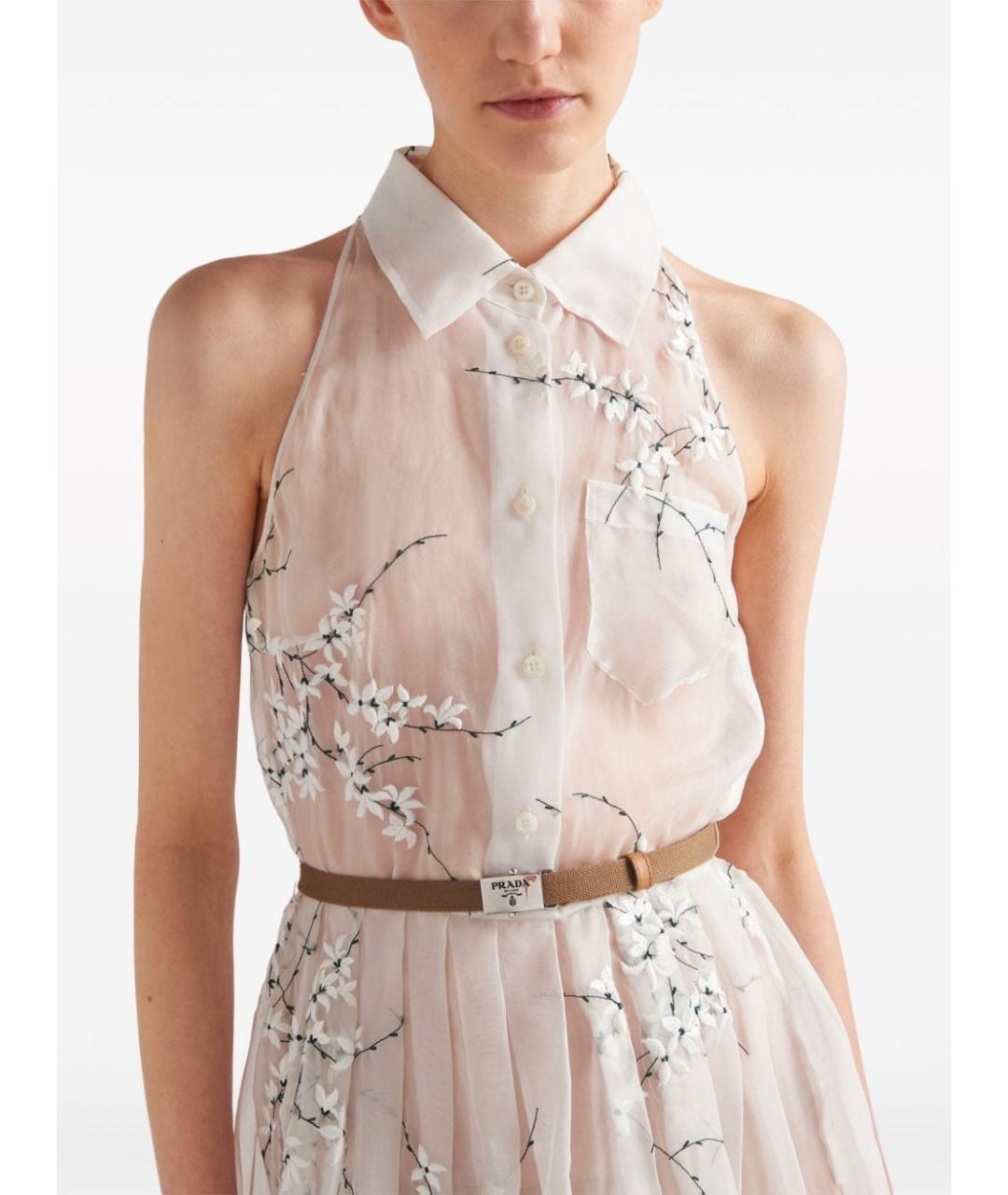 PRADA Белое шелковое коктейльное платье, фото 3