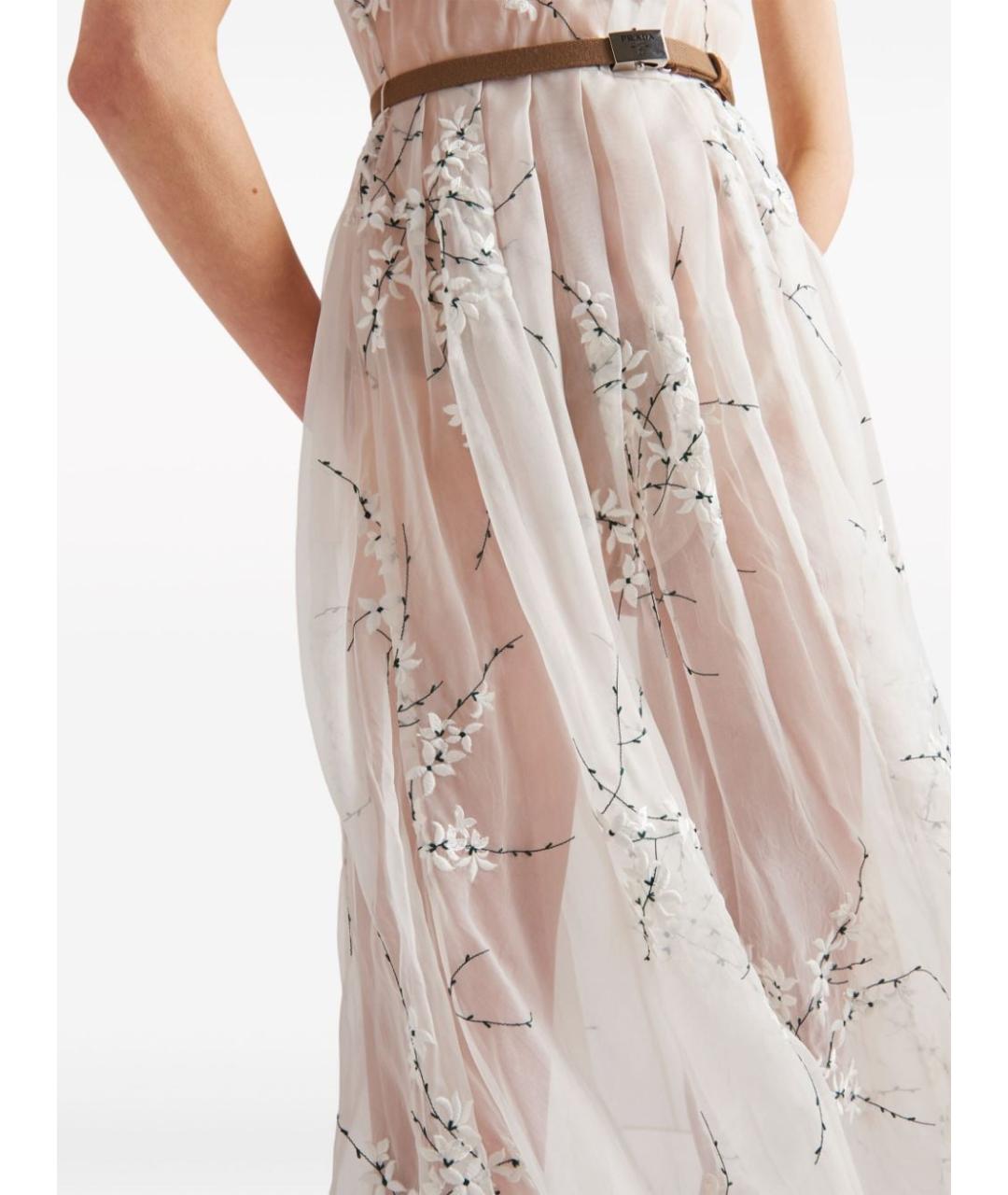 PRADA Белое шелковое коктейльное платье, фото 4