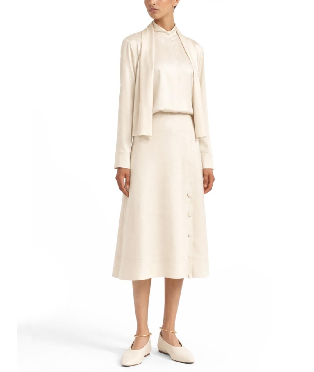 JIL SANDER Бежевая атласная рубашка, фото 3