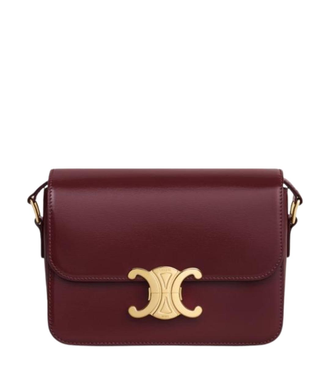 CELINE Бордовая кожаная сумка через плечо, фото 1