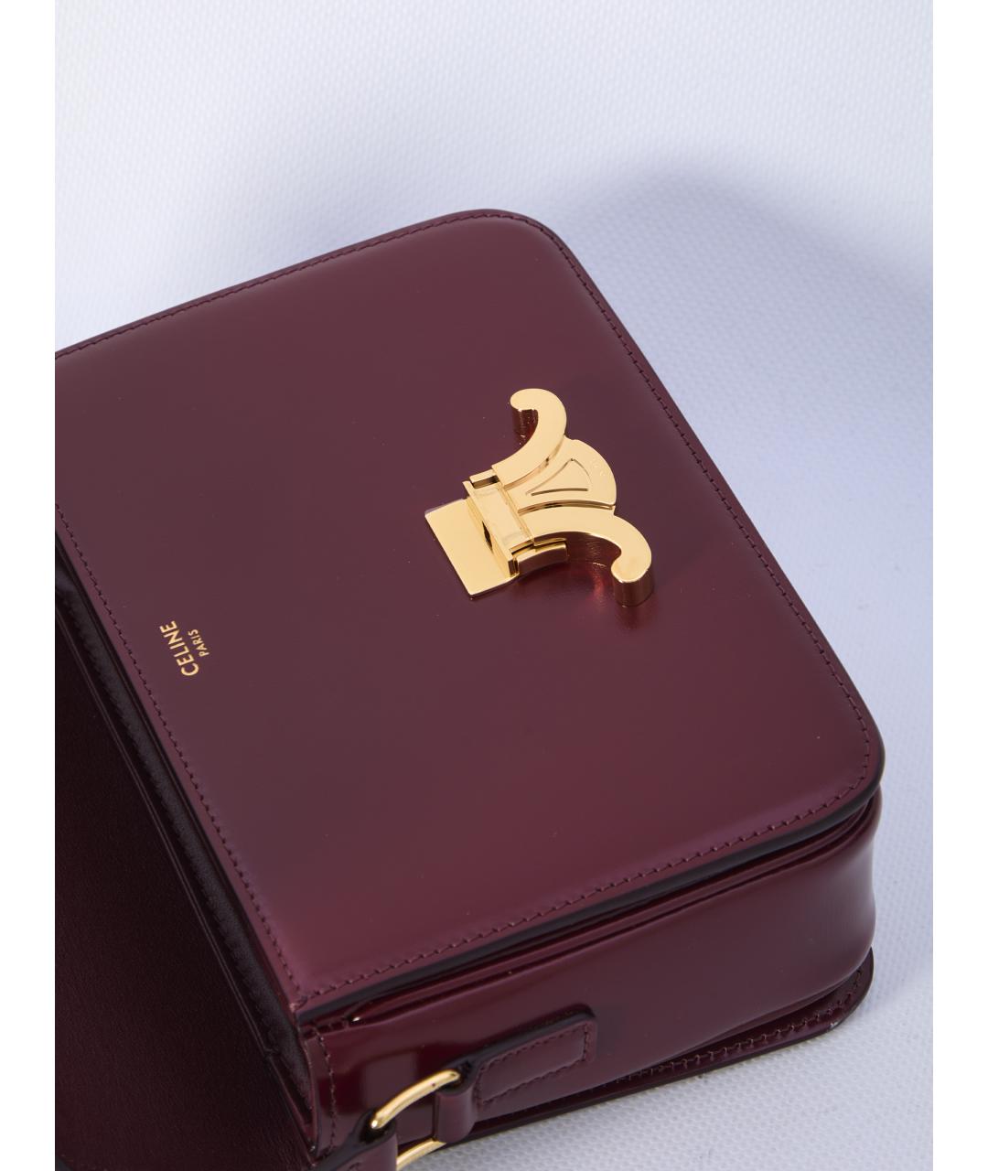 CELINE Бордовая кожаная сумка через плечо, фото 5