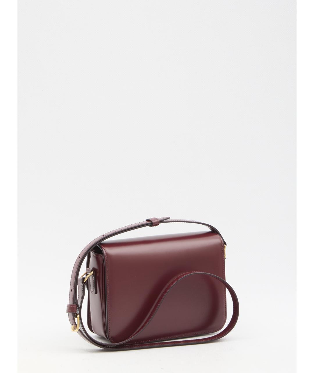 CELINE Бордовая кожаная сумка через плечо, фото 3