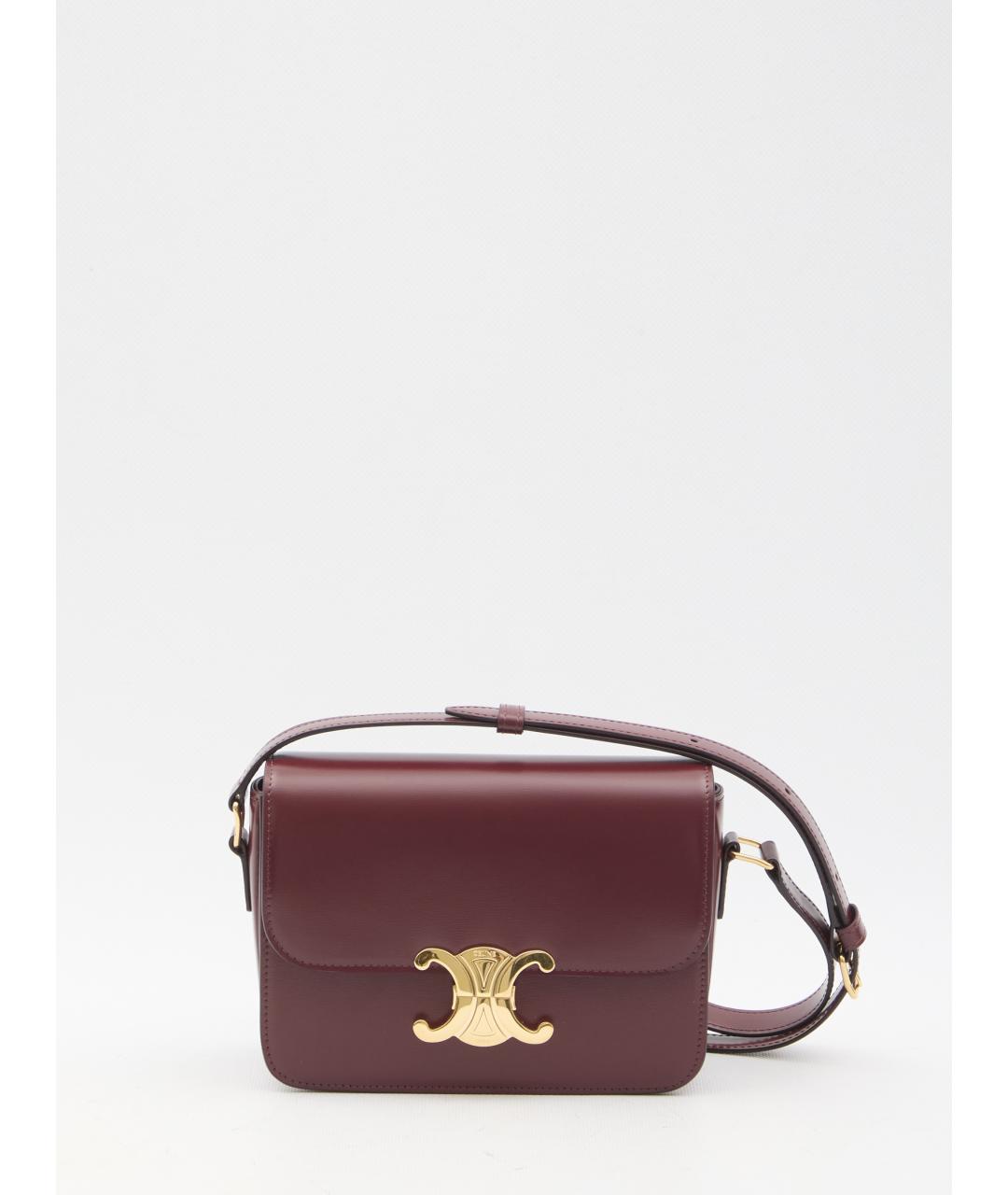 CELINE Бордовая кожаная сумка через плечо, фото 2
