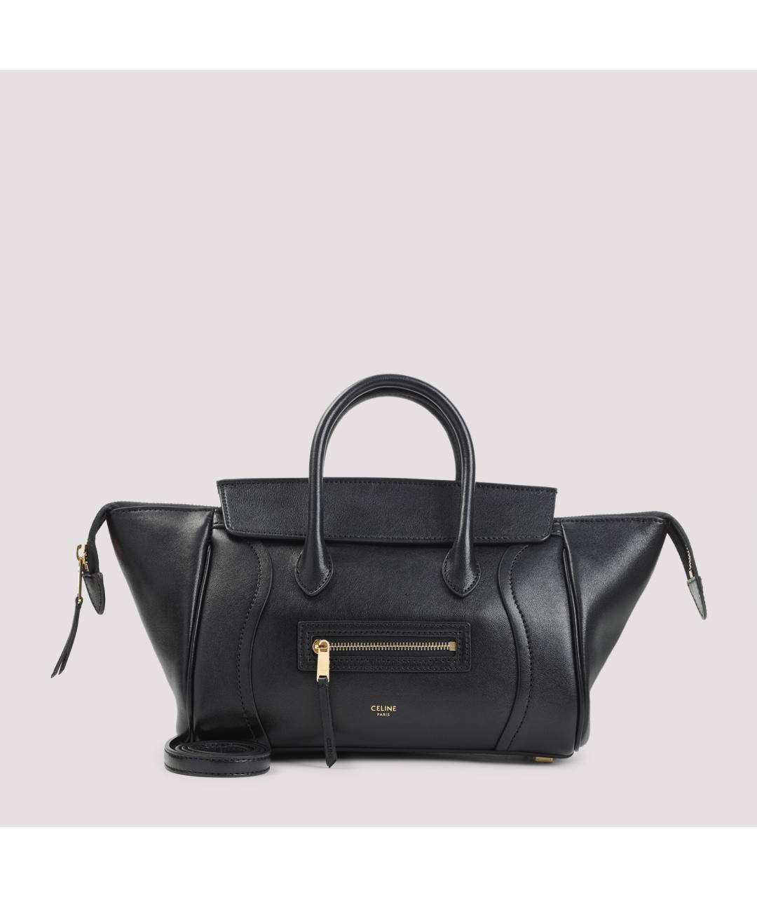 CELINE Черная кожаная сумка тоут, фото 2