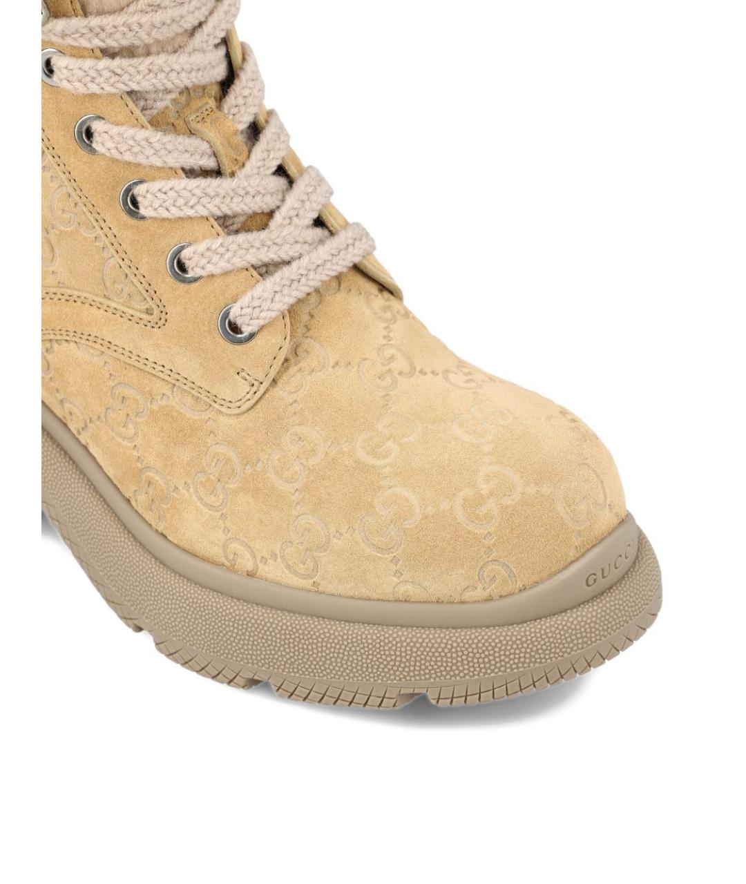 GUCCI Бежевые кожаные ботинки, фото 2