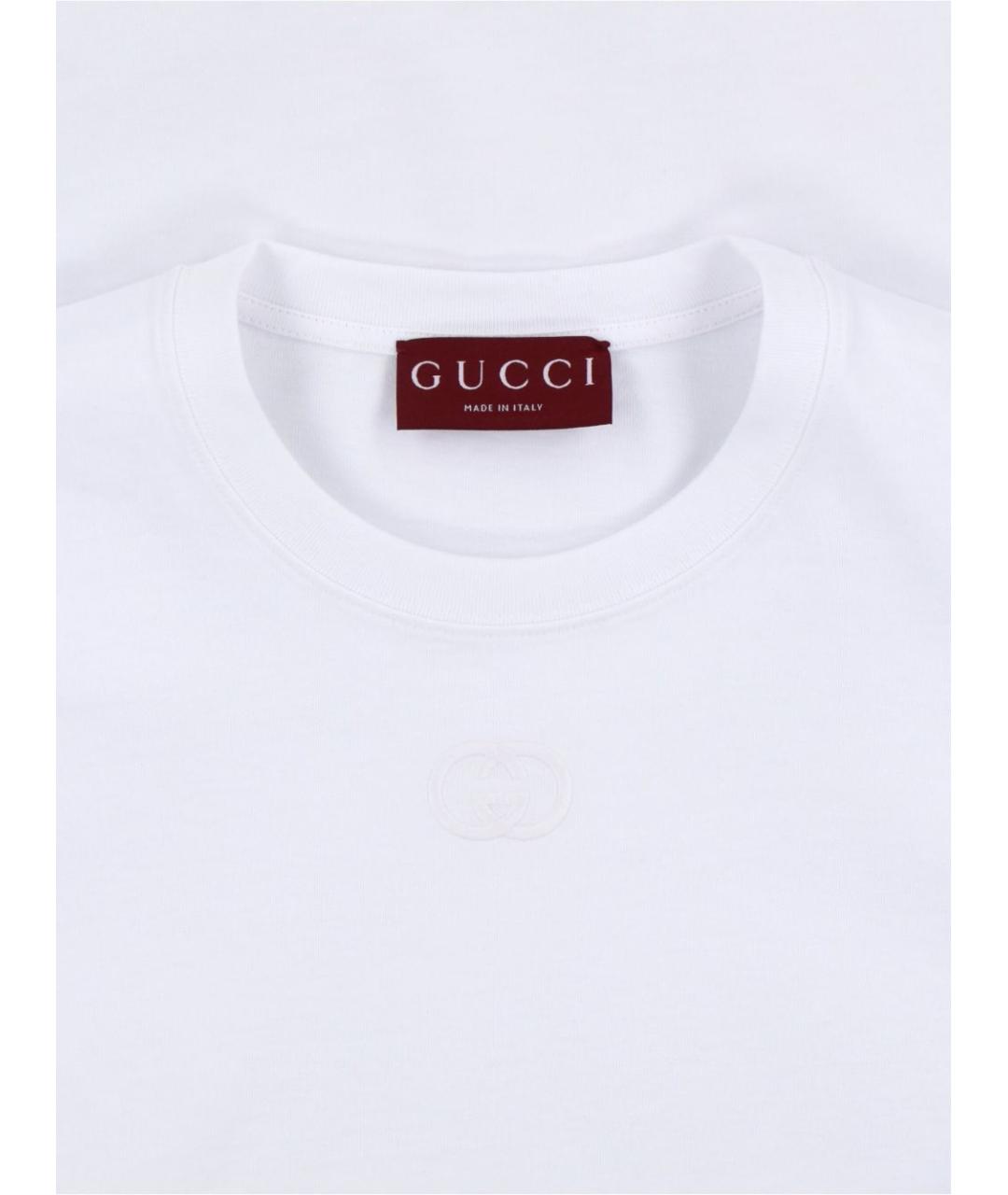 GUCCI Белая хлопковая футболка, фото 3