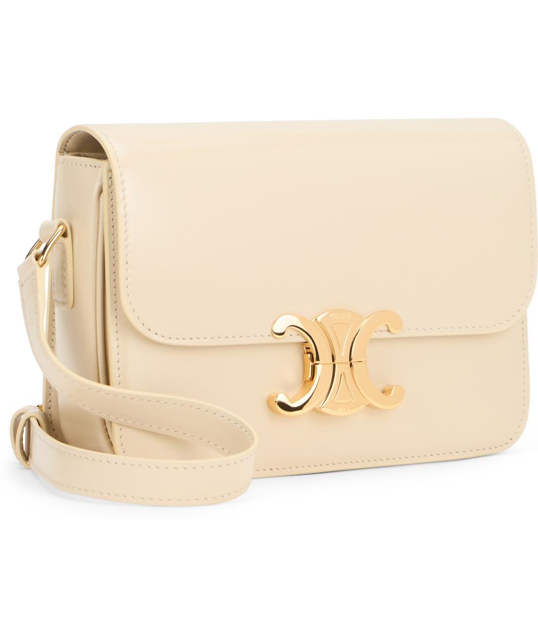 CELINE Бежевая кожаная сумка через плечо, фото 2