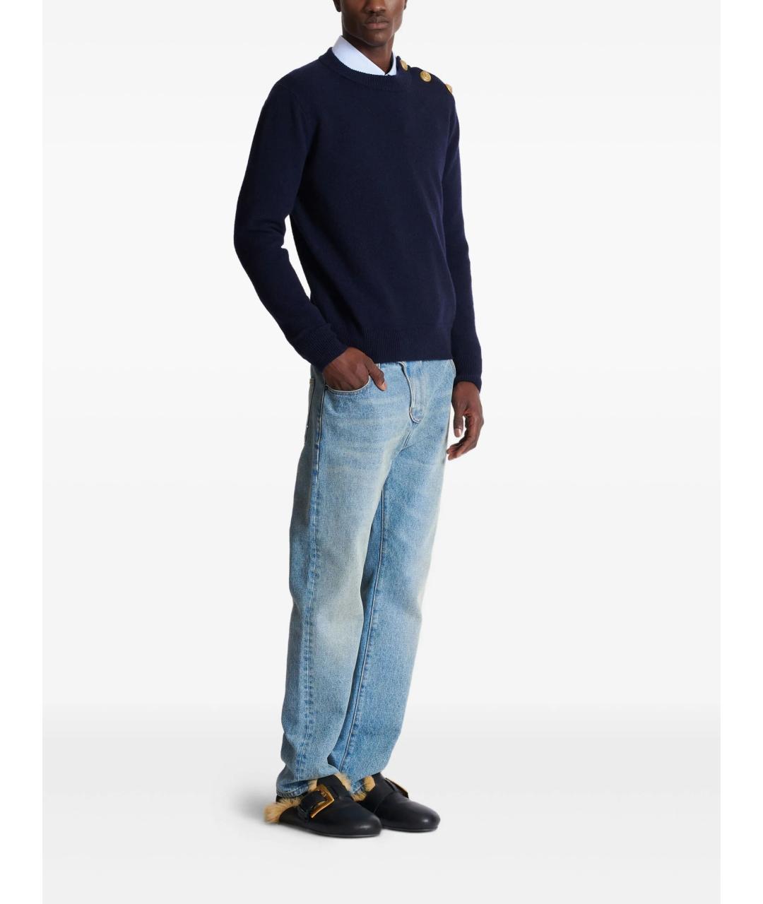 BALMAIN Синий кашемировый джемпер / свитер, фото 3