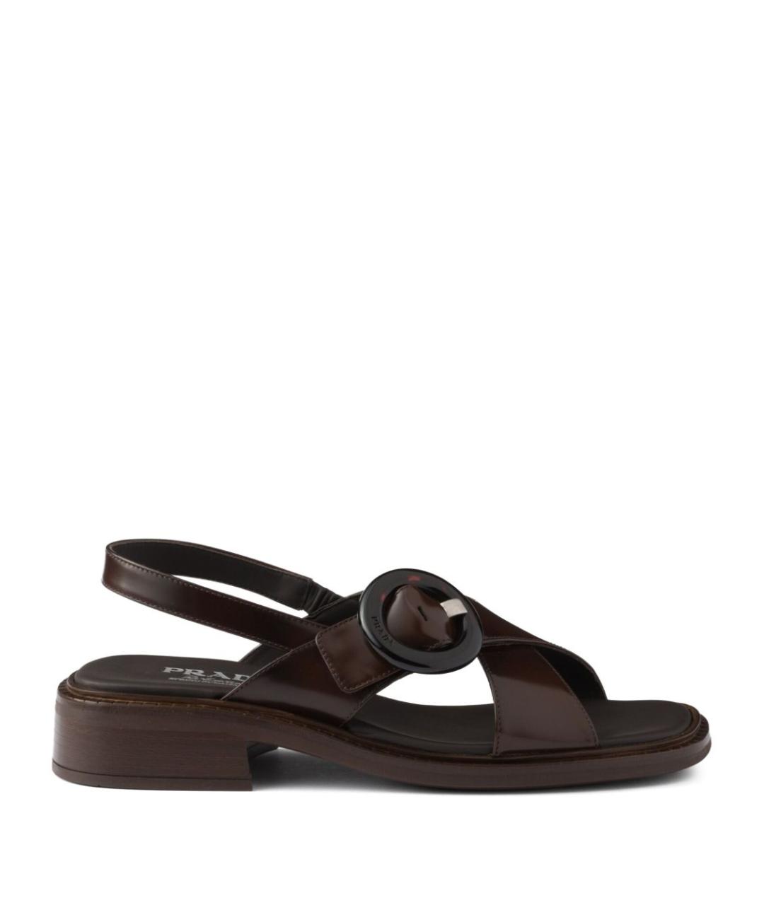 PRADA Коричневые кожаные сандалии, фото 1