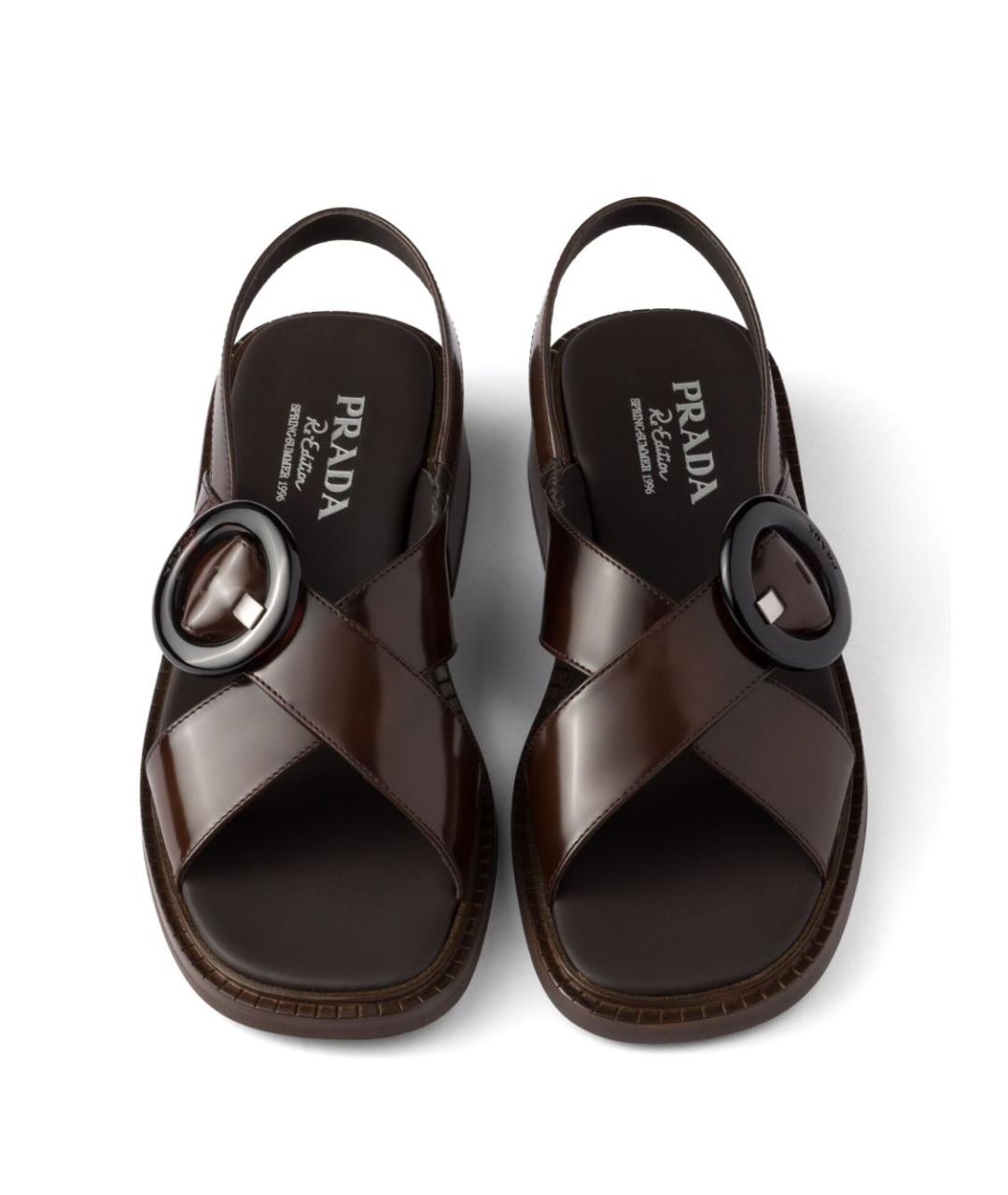PRADA Коричневые кожаные сандалии, фото 3