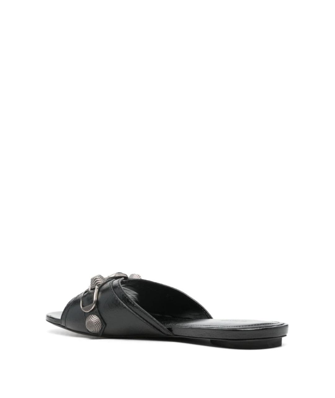 BALENCIAGA Черные кожаные шлепанцы, фото 3