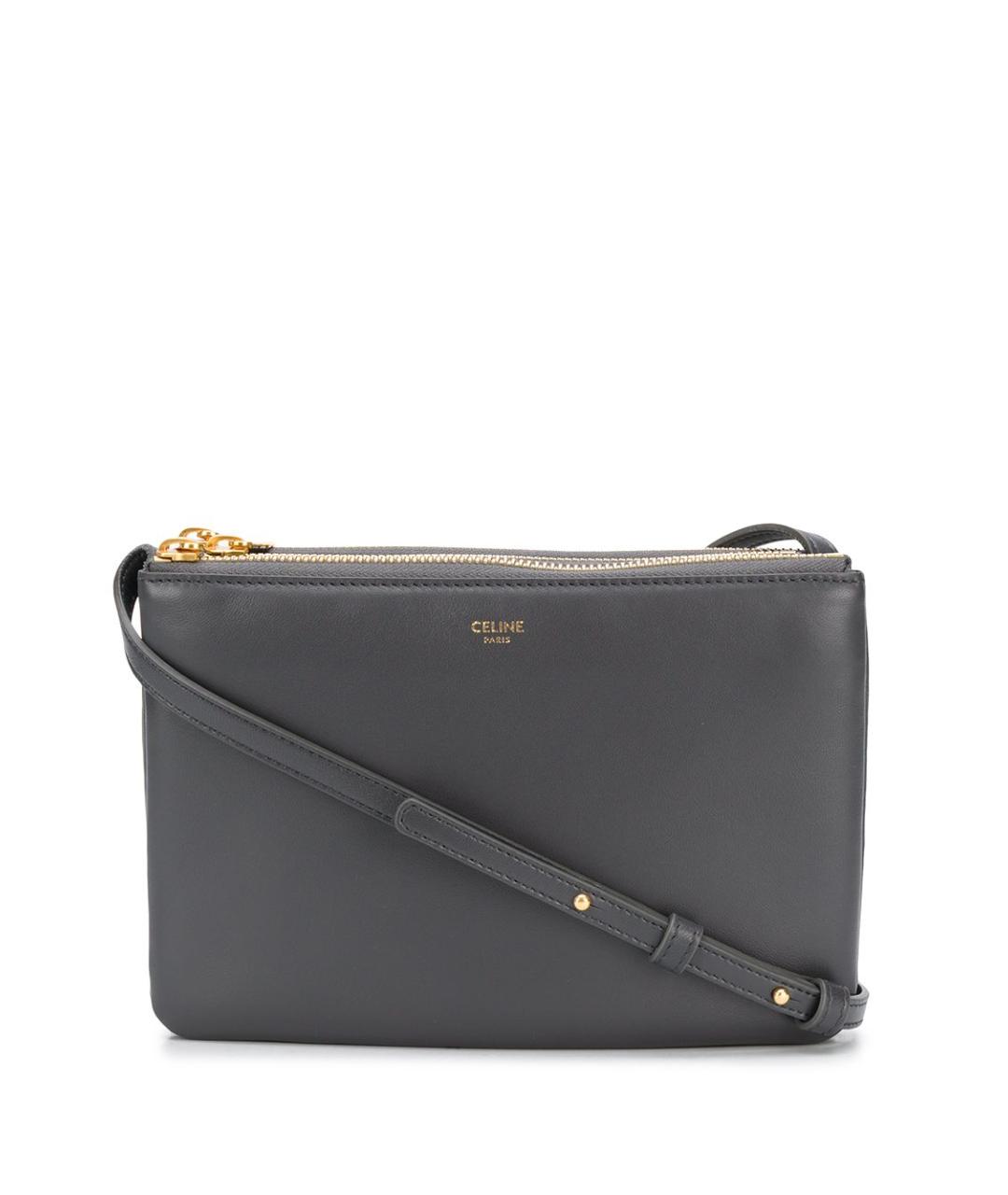 CELINE Серая кожаная сумка через плечо, фото 4