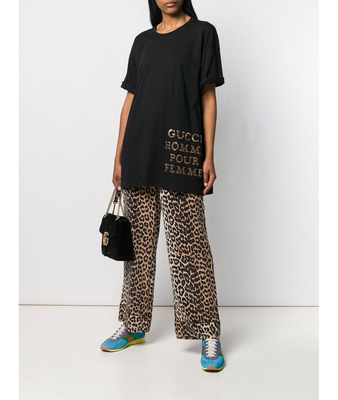 GUCCI Черная хлопковая футболка, фото 2