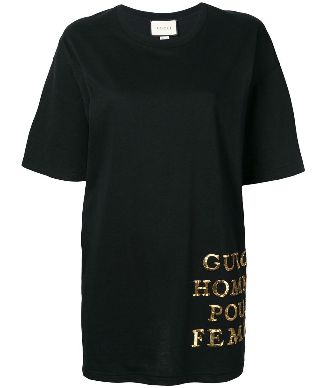 GUCCI Черная хлопковая футболка, фото 1
