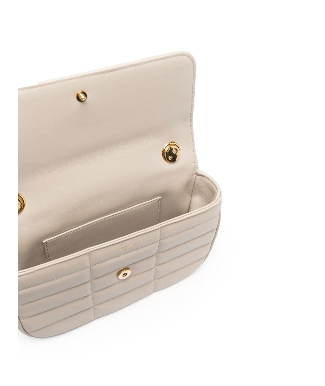 CELINE Бежевая кожаная сумка через плечо, фото 3