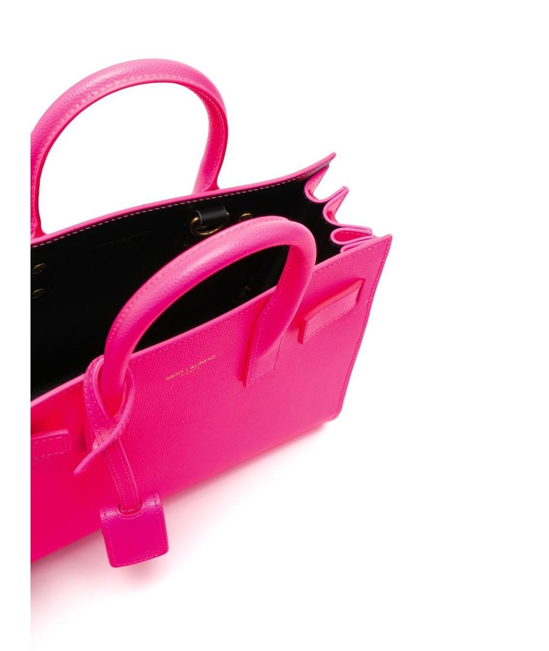 SAINT LAURENT Розовая кожаная сумка через плечо, фото 2