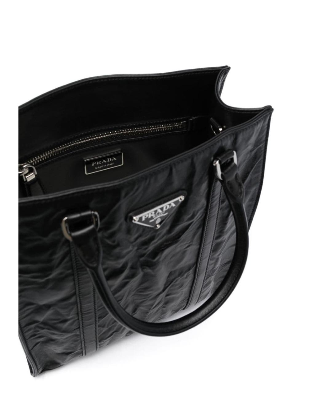 PRADA Черная кожаная сумка тоут, фото 3