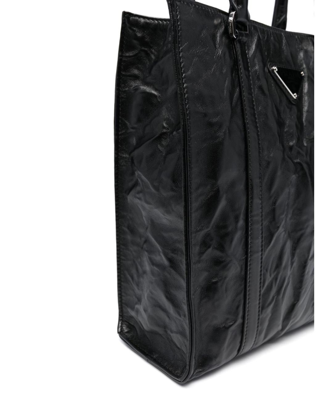 PRADA Черная кожаная сумка тоут, фото 4