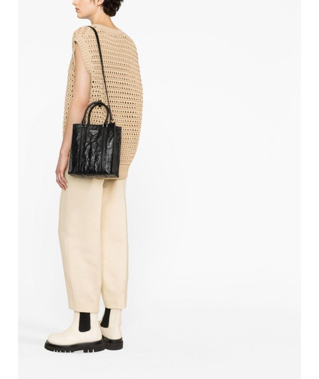 PRADA Черная кожаная сумка тоут, фото 5