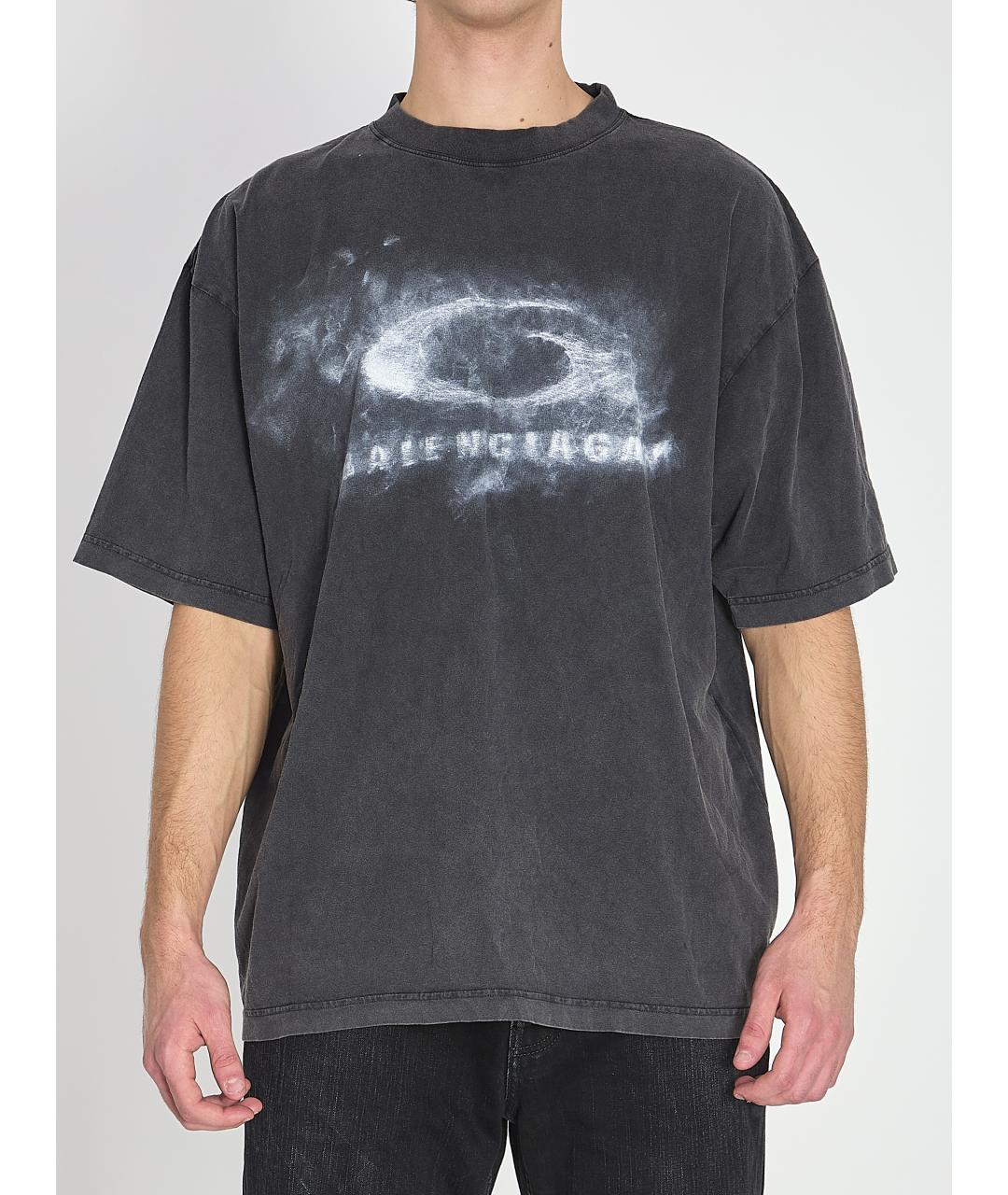 BALENCIAGA Черная хлопковая футболка, фото 4