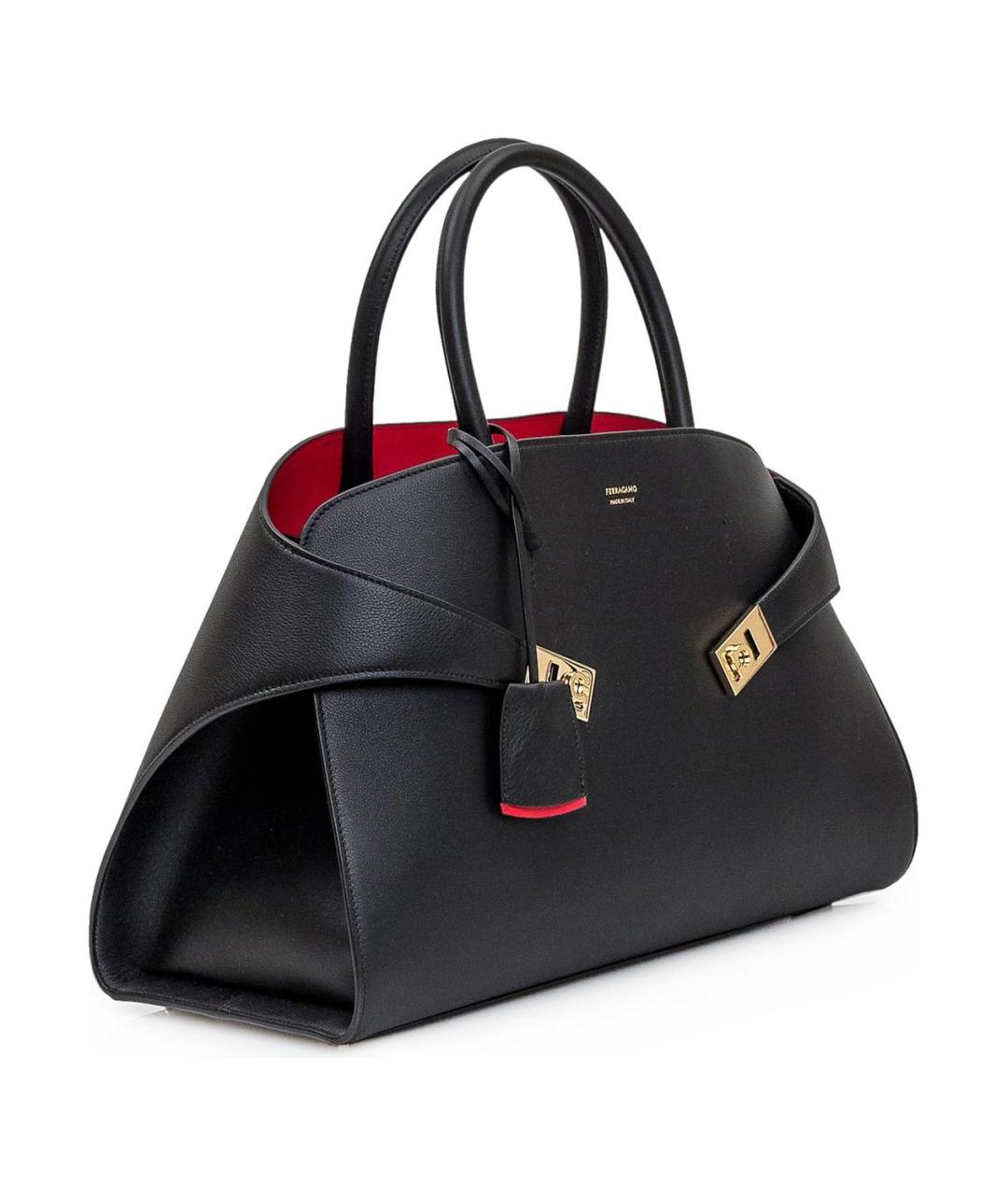 FERRAGAMO Черная кожаная сумка через плечо, фото 3