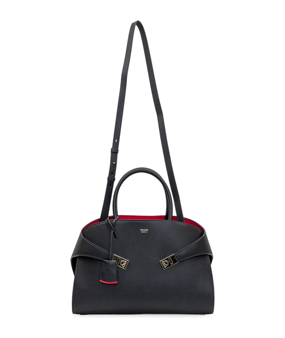 FERRAGAMO Черная кожаная сумка через плечо, фото 2