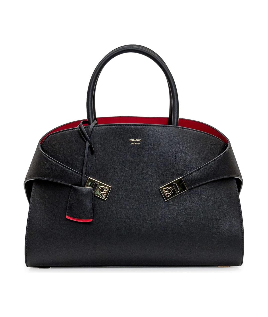 FERRAGAMO Черная кожаная сумка через плечо, фото 1