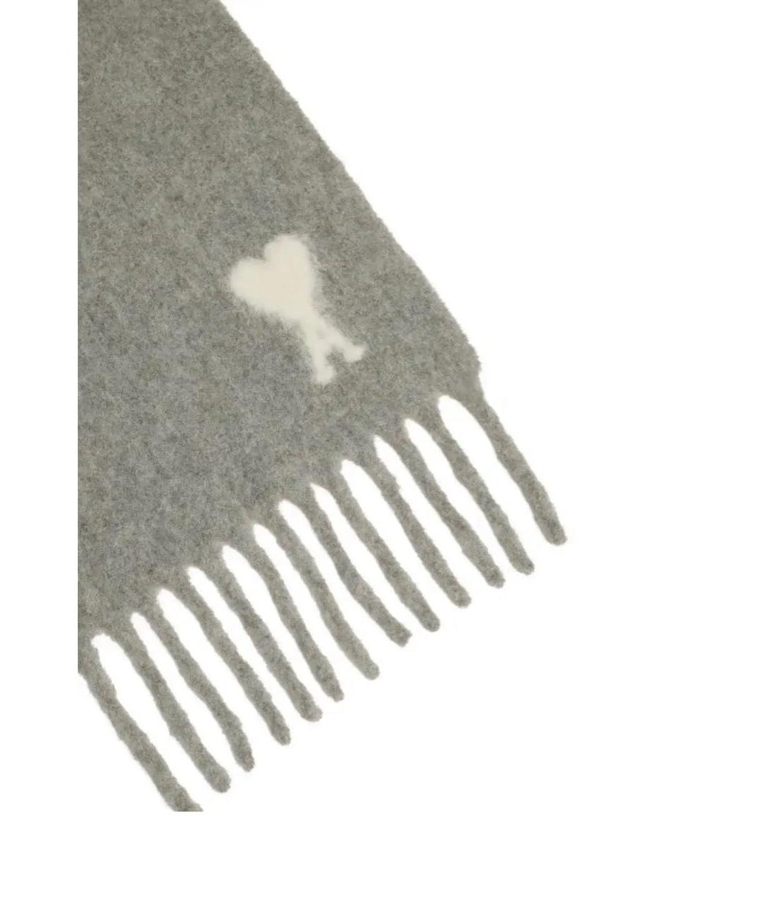 Ami Paris Серый шерстяной шарф, фото 4