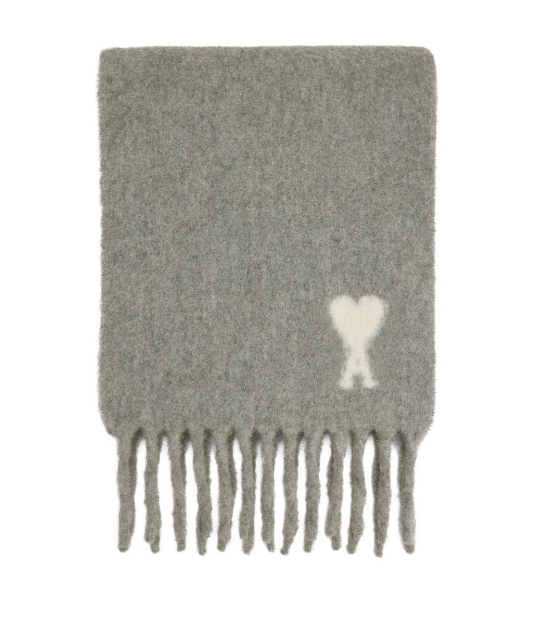 Ami Paris Серый шерстяной шарф, фото 1