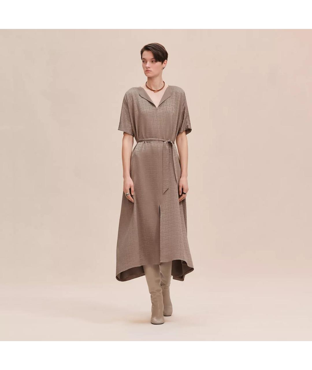 HERMES Серое шелковое повседневное платье, фото 8